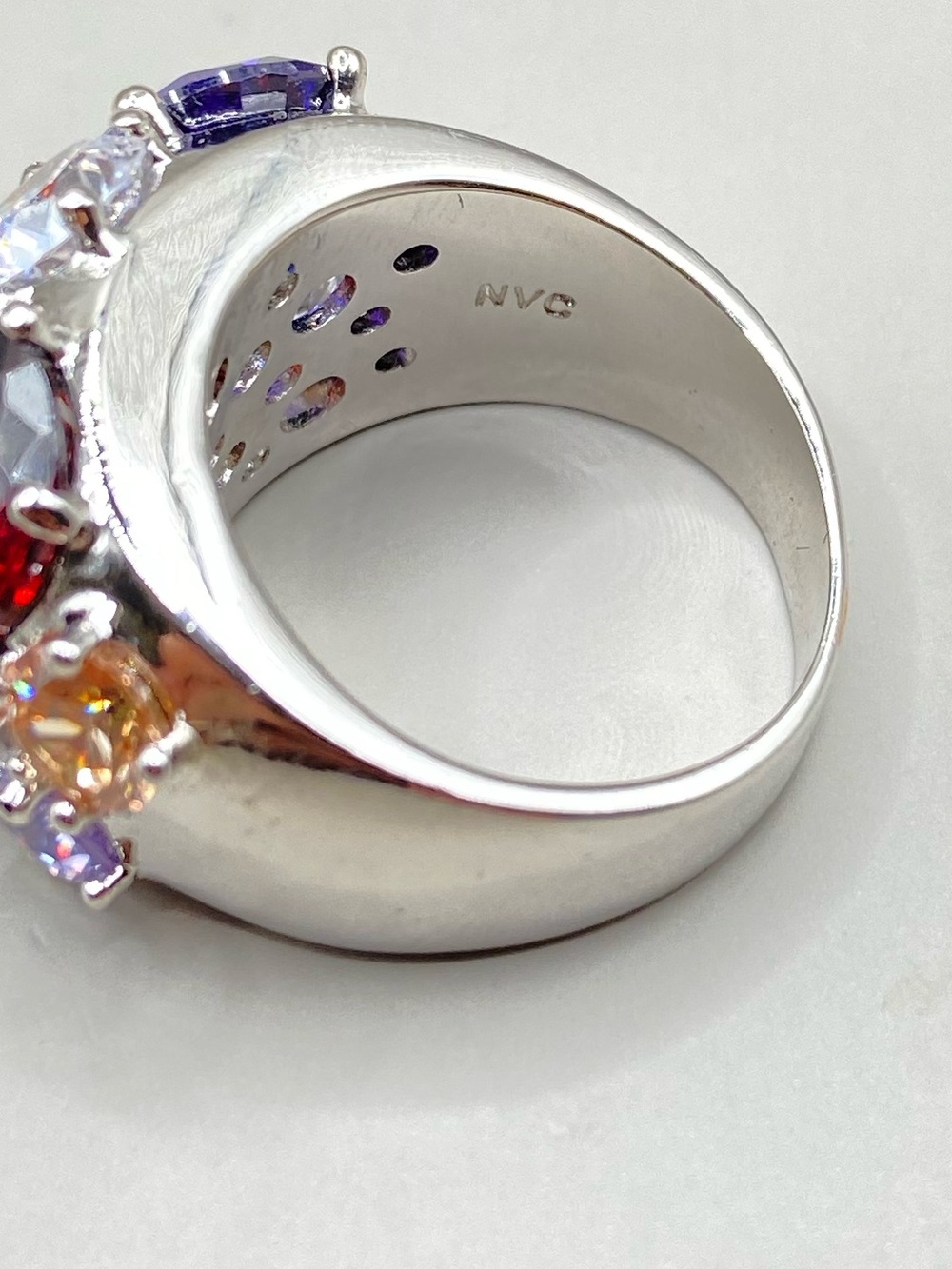 Vintage Natalia V Collister NVC Silver Tone Multicolor Gemstone Ring - Picture 7 of 8
